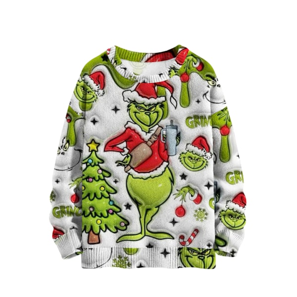 Dame 3D Stygg Julegenser Morsom Nyhet Strikket Genser Vinter Varm Langermet Rund Hals Xmas Pullover Topper #2 L