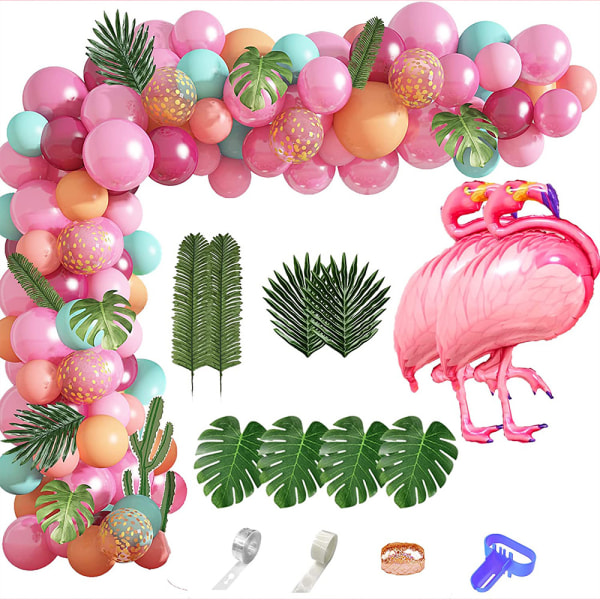 Hawaiian Tropical Flamingo Theme Party med Hot Pink Confetti Balloons Birthday Supplies
