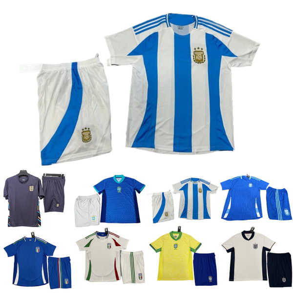 Fotbollströja Barn Fotbollskläder 2024 2025 Brasilien Argentina Tröjor Tröja+Shorts Outfit B #22