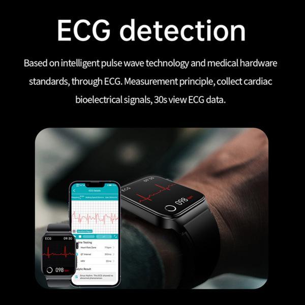 EKG+PPG Smart Watch Tryck Puls Fitness Tracker Watch blue