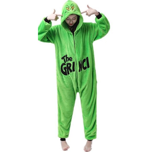 Julpyjamas Unisex Vuxen Cartoon Kostym Kvinnor Och Män Halloween Julsovkläder Jumpsuit Onesie Plysch Varma Cosplay Pyjamas Set A L