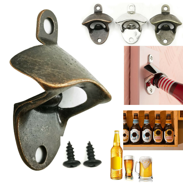 5 st Väggmonterad Korkskruv Öl Soda Flasköppnare Silver 5 PCS