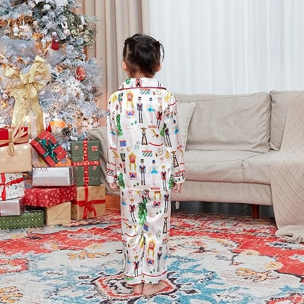 Flickor Outfit Set Söt Casual Två-Delar Set Pyjamas För Barn Långärmad Med Byxa Matchande Set Nattkläder Set För Musikälskare Fans White 90cm