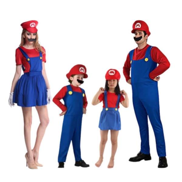 Super Mario Kostym Vuxen Barn Anime Jul Cosplay Kostym girls red l
