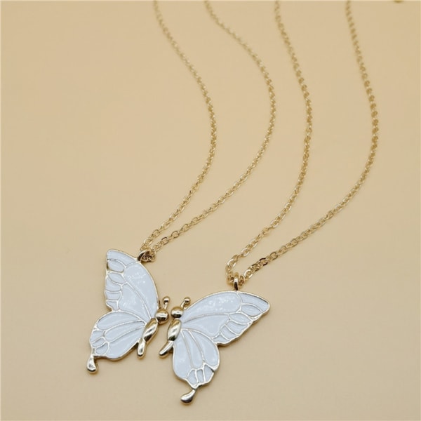 2 ST Best Friends Butterfly Pendant Halsband Smycken Sisters Silver