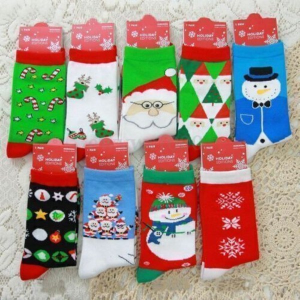 Dam Jul Tomte Ren Tryckt Termiska Vinterstrumpor Julklappar Red Snowflake 1 Pair