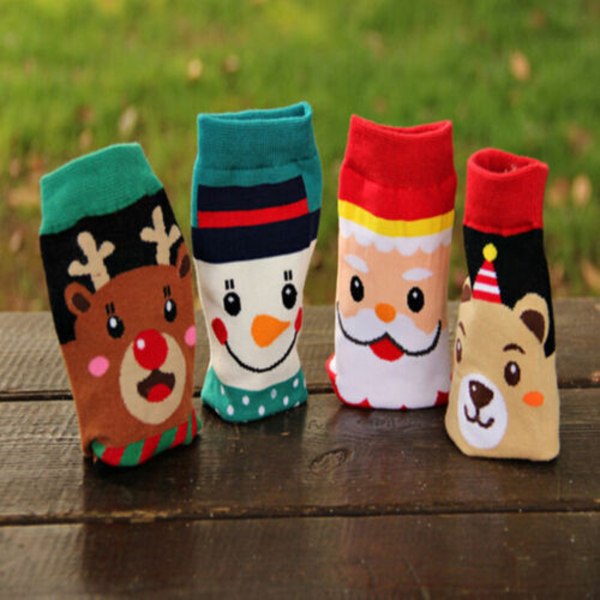 Kvinnor Jultomte Snögubbe Elf Printed Mjuka Fluffiga Lounge strumpor Santa Claus