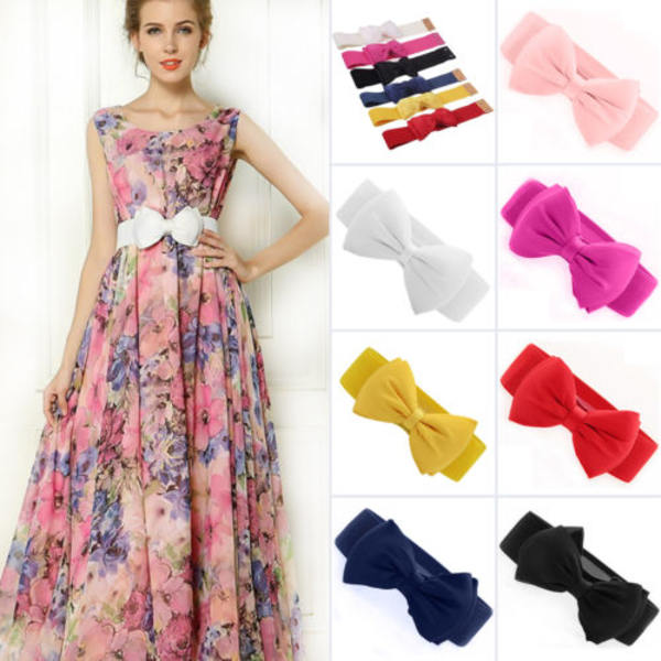 Dam Bow Midjebälte Stretch Spänne Rosett Midjeband Fest red