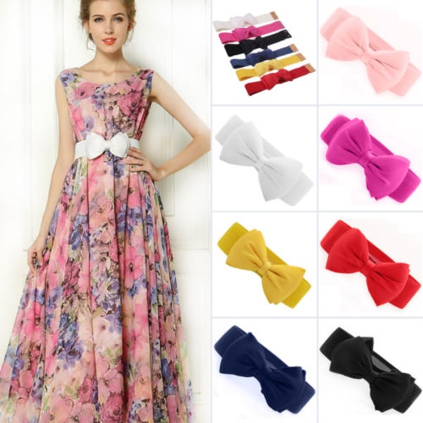 Kvinnor båge midjebälte Stretch Spänne Bowknot midjeband Party red