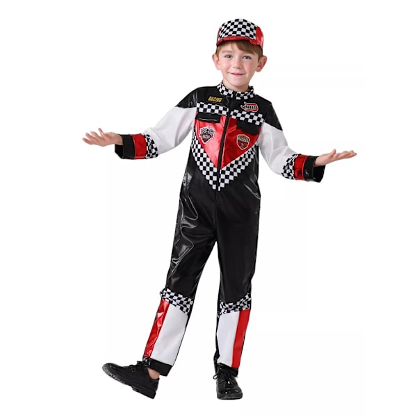 Barnens Racingförare Professionell Sportrollspel Långärmad Jumpsuit Hatt Set Pojkar Karneval Halloween Party Kostym 110cm