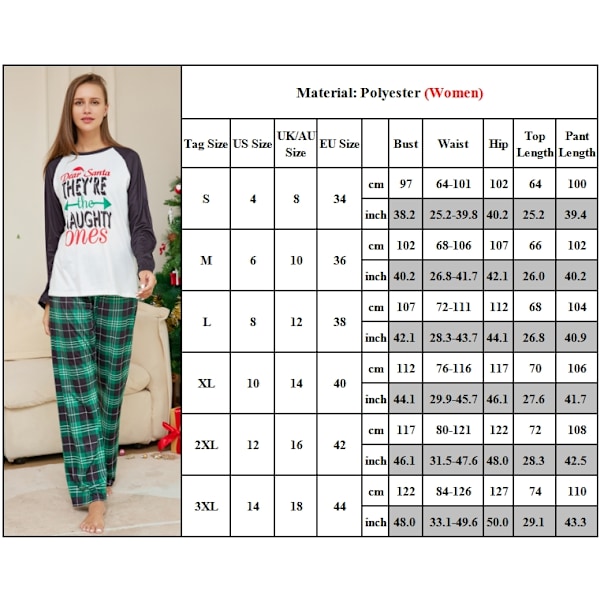 Familjematchande Julpyjamas för Vuxna, Barn och Bebis - Julpyjamas, Nattkläder, Pyjamasuppsättning Women 3XL
