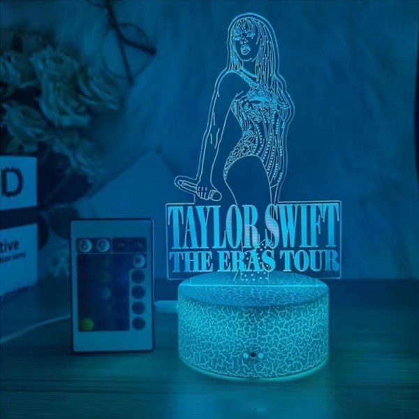 3D Taylor Swift LED-nattlampa 16 färger Ändra skrivbordslampa Sänglampa Touch & Fjärrkontroll Hemrum Dekorationer Gåvor C