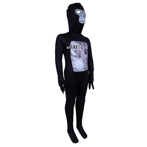 Gorilla Tag Lasten Poikien Halloween-asu - Premium-laatuinen haalari ja naamio asut roolileikkeihin, 8-12 vuotta Black 140cm