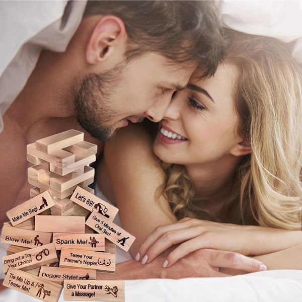 48 st Super Naughty Block Tower Game Roligt Par Staplingstorn, Block Tower Game Vuxen Smutsig Tumbling Tower Game 48PCS