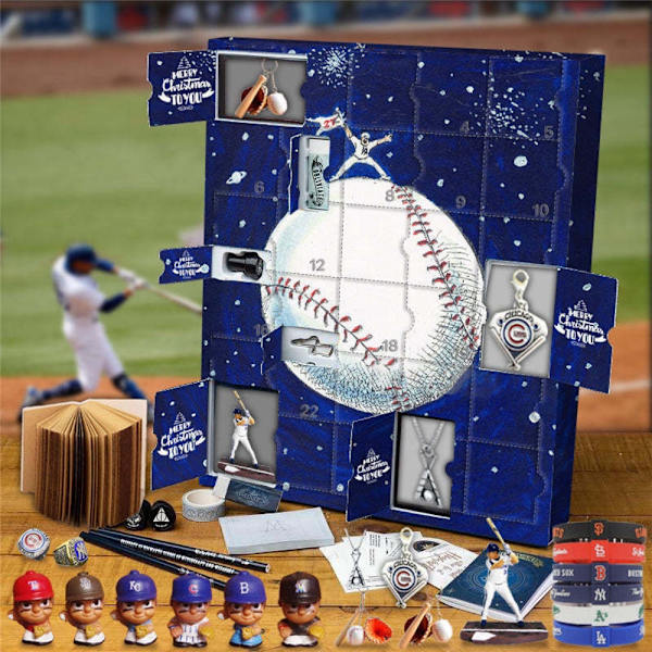 Jule Basketball Adventskalender 2024, Indeholder 24 gaver, Overraskelse Baseball Superstar Adventskalender, 24 dages juleferie nedtælling