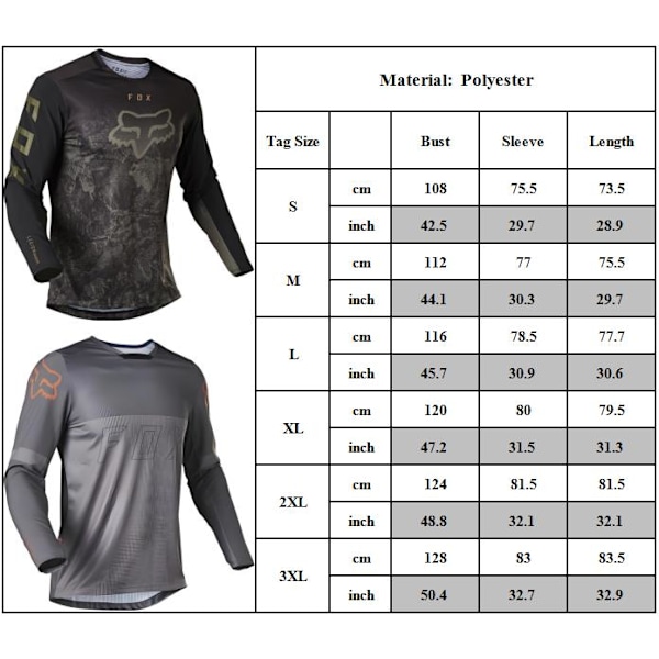 Herr FOX Team Tröja Rund Hals T-Shirt Unisex Mountain Cykling Långärmad Sporttröja Mountainbike T-shirt Snabbtorkande #6 2XL