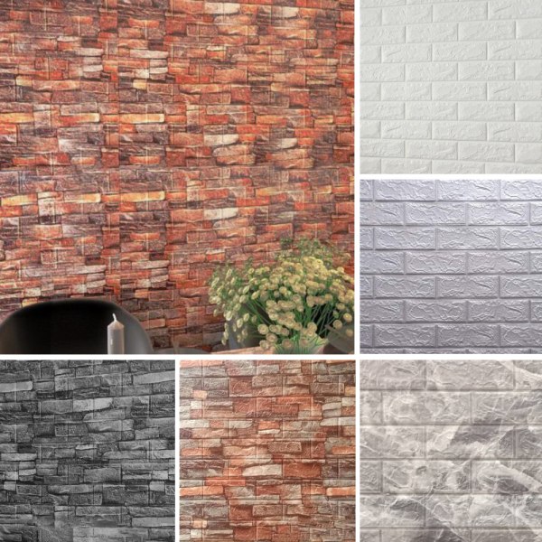 20 st Brick Texture Wall Sticker 3D vattentät sovrum kök grey 20PCS