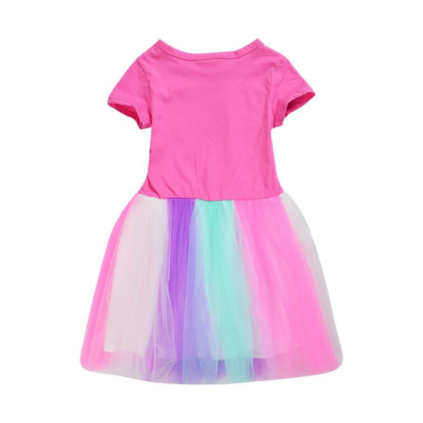 Lasten Tyttöjen Koirakuvioinen Tutu Tylli Paita Mekko Kesäiset Arkimekot Vaatteet Rose red 130cm