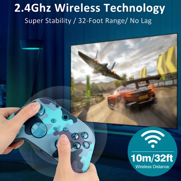 Trådløs kontroller for Xbox One & Xbox Series X|S PC Windows - Med lydkontakt Ocean Blue