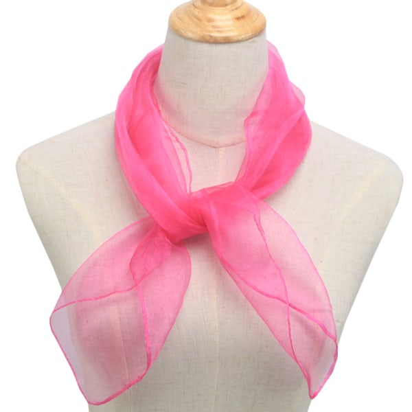 Damhals sidenscarf Transparent Elegant Wrap Shawl Party Pink 60*60CM