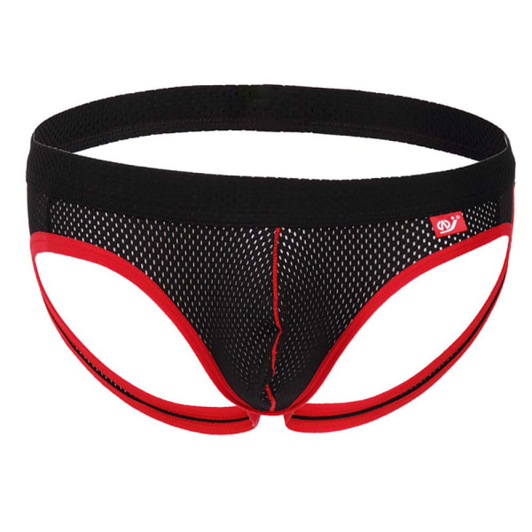 Män Mesh Stretch Sexiga underkläder Lågväxt kalsonger String black L