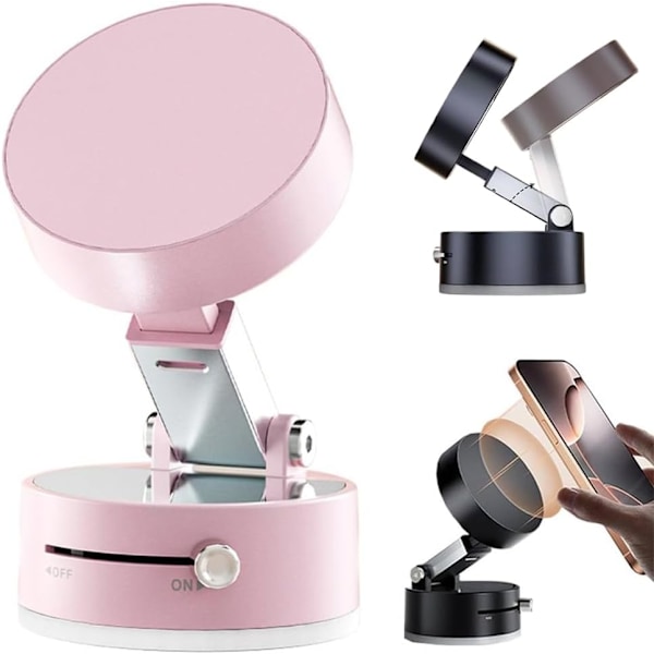 2025 Ny Vakuum Sugekopp Magnetisk Telefonholder, Magnetisk Sugekopp Telefonfeste, Sammenleggbar og Uttrekkbar Dobbeltsidig Telefonholder for Alle Telefoner Pink