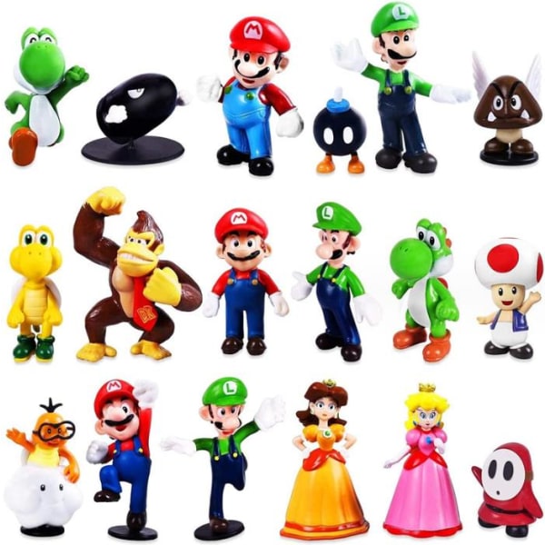 18 ST Super Mario Figur Byggsten Kit Collection Gift 18PCS-A