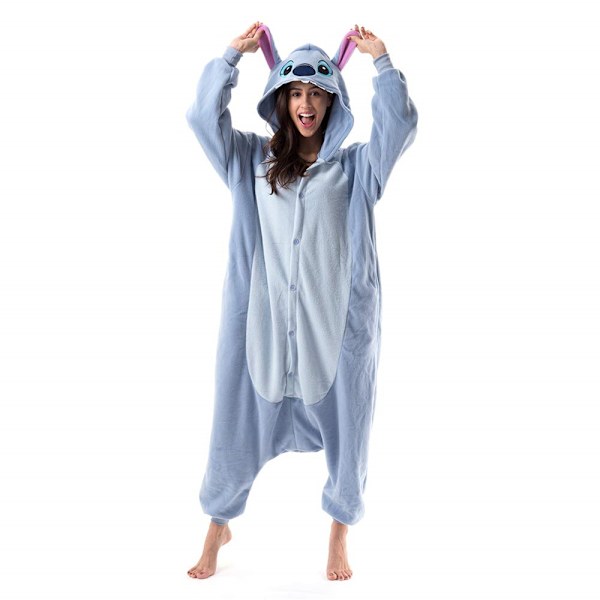 Unisex Julpyjamas för Vuxna, Onesie med Blixtlås och Huva, Plüsch Jumpsuit för Vuxna, En-Delad Sovkläder med Lång Ärm C L