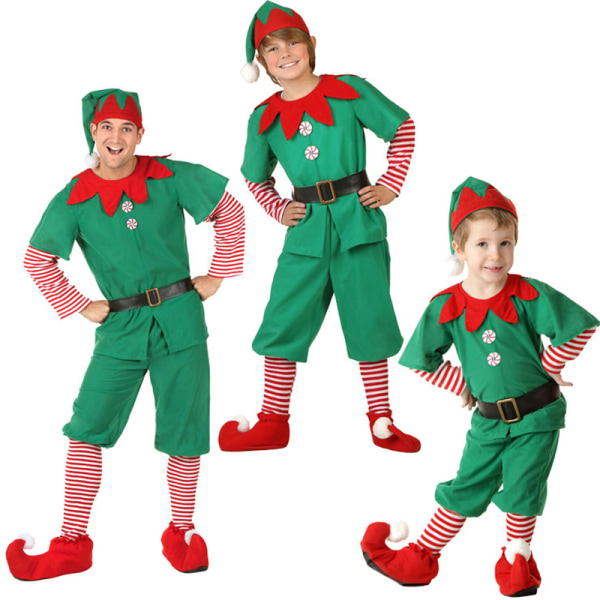 Vuxen Kid Cosplay Elf Costume Christmas Fancy Dress Santa Helper Party Outfits Boys 11-12 Years