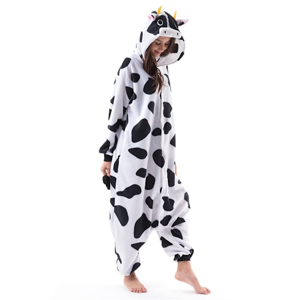 Unisex Julpyjamas för Vuxna, Onesie med Blixtlås och Huva, Plüsch Jumpsuit för Vuxna, En-Delad Sovkläder med Lång Ärm E L