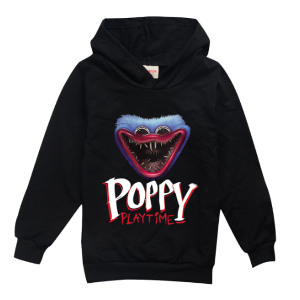 Huggy wuggy hoodies tecknat print poppy playtime barnkläder black 170cm