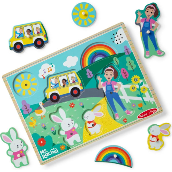 Ms. Rachel Melissa & Doug Träpussel med Sångstift, 6-delar med Hela Sånger, Leksaker för Småbarn för Pojkar och Flickor 2-5+ År