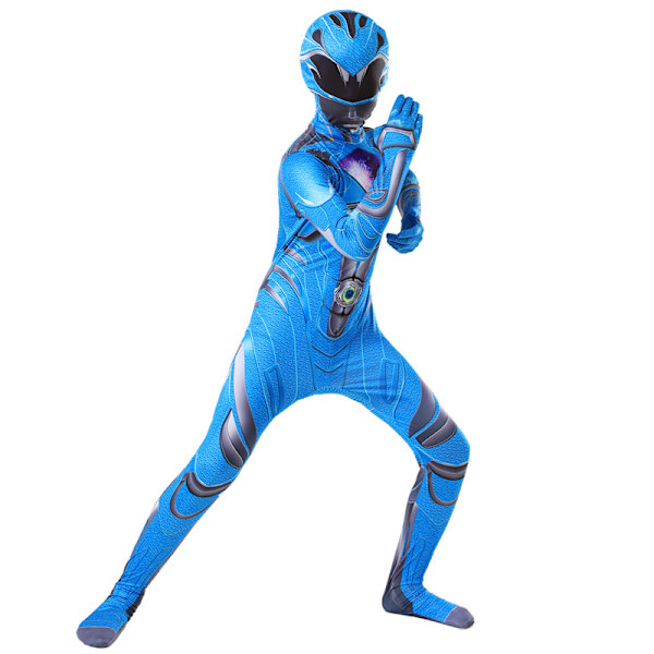 Barn Power Rangers Cosplay Jumpsuit Party Fancy Kostym Scenföreställning Klä Upp Blue 130cm