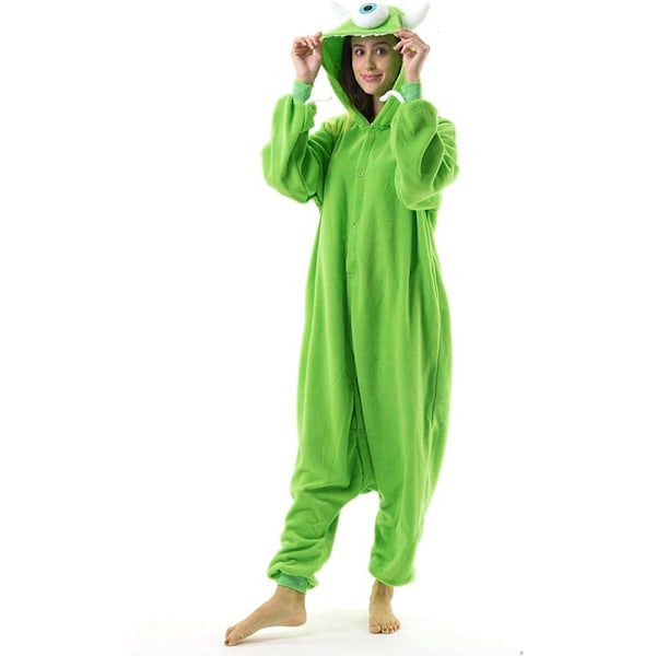 Unisex Voksen Jule Onesie Pyjamas til Kvinder Lynlås Hætte Jumpsuit Voksen Plys Heldragt Nattøj Lange Ærmer F XL