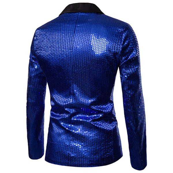 Miesten kiiltävät paljetit Takki Bleiseri Miesten Tyylikäs Illallisjuhla Kulta Glitter Smokkipuku Bleiseri Slim Urheilutakki Blue 2XL