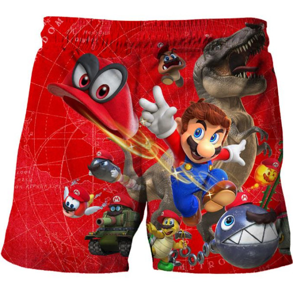 Barn 3D Super Mario Bro Badshorts Simshorts Strandkläder Present D 110cm