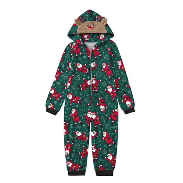 Jouluiset yhteensopivat perhepyjamat, joulupukin kuvioiset haalarit, yöasut, pyjamat aikuisille/lapsille/vauvoille Kids-Green 110cm