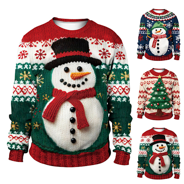 Julesweater Unisex Dame Herre Crewneck Grafisk Sweatshirt Strikket Sweatshirt Vinter Sød Crewneck Jule Pullover Toppe A M