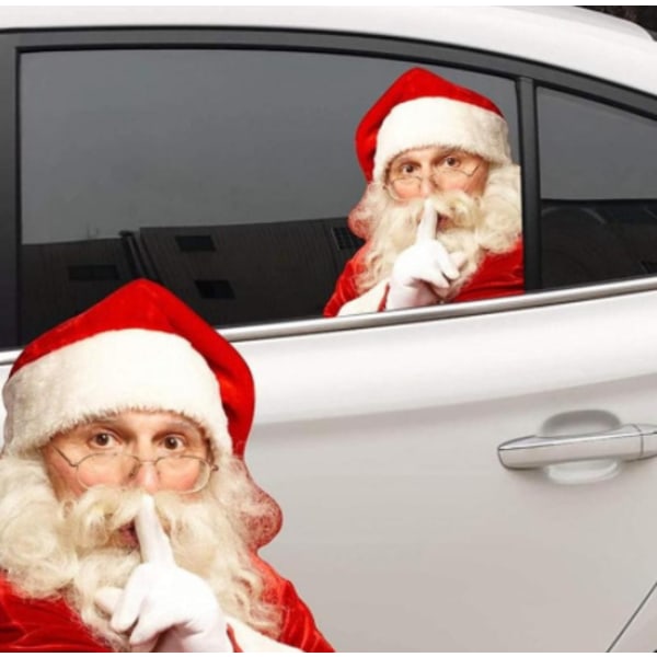 Bil fönster klistermärken julglas dekal jultomten prydnad A-Left