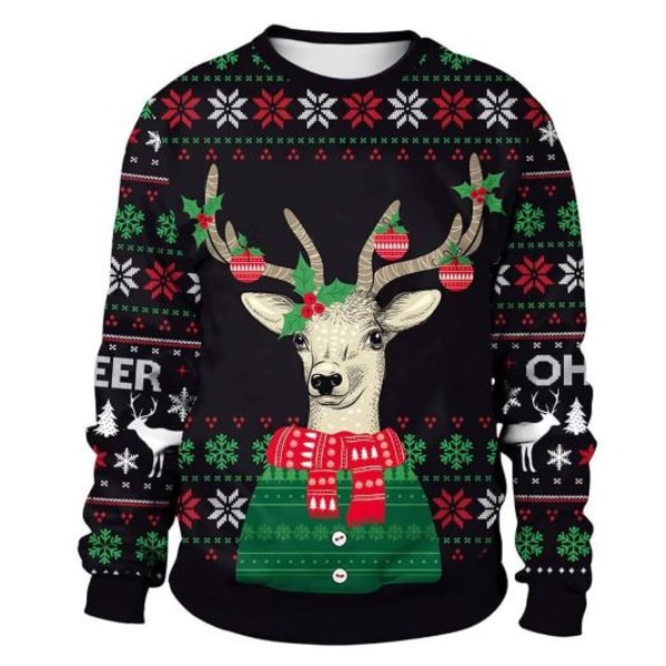 Unisex Stygg Julegenser Trykt Genser, 3D Morsom Digitaltrykk Sweatshirt #3 L