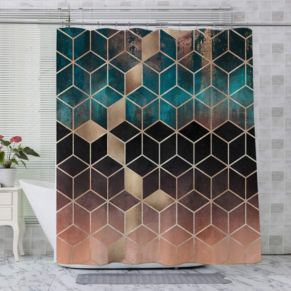 Geometriskt print fyrkantig duschdraperi Badrum Sekretessdekor B 180*180CM