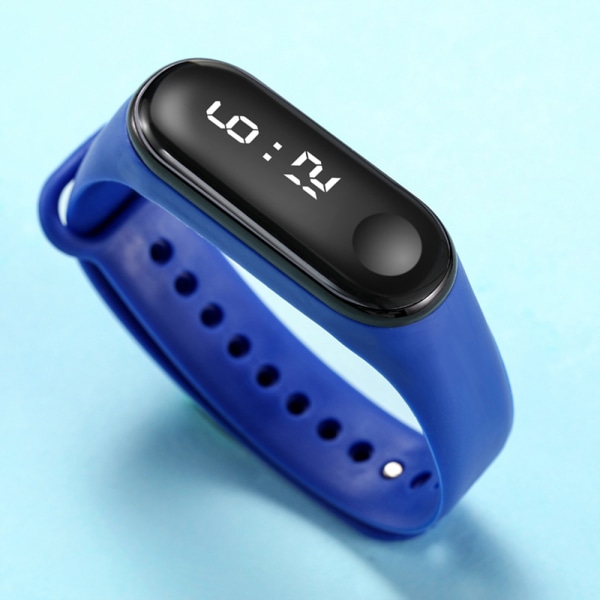 Digitala barnklockor LED Cartoon Vattentät Watch Present lake blue