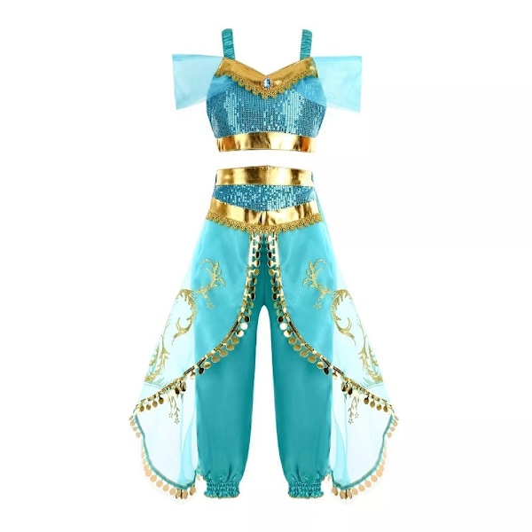 Prinsessan Jasmine Kostym för Flickor Födelsedagsfest Cosplay Halloween Party Klä Upp 4-11 År 140cm