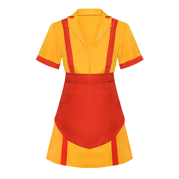 FL 2 Broke Girls Kostym, Kvinnors Servitris Kostym, Karnevalskostym 2 Broke Girls, med Broke Girls Hjärta Papagai Kedja, Förkläde, Karnevalskostym Kvinnor XL
