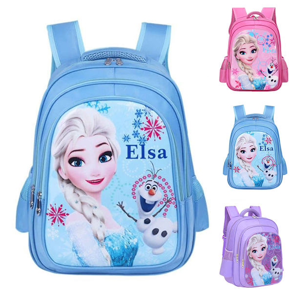 Børn Piger Frozen Rygsæk Skole Elev Bogtaske Skuldertasker Blue 32x20x43cm