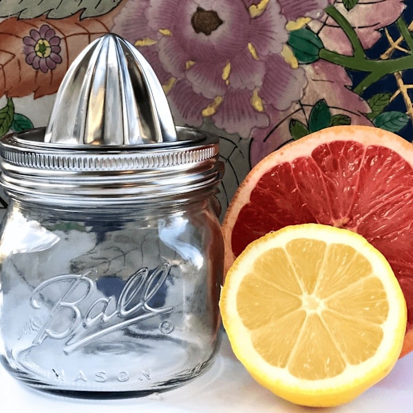 Mason Jar Juicerlokk i rustfritt stål, manuell sitronpresse for bred munn