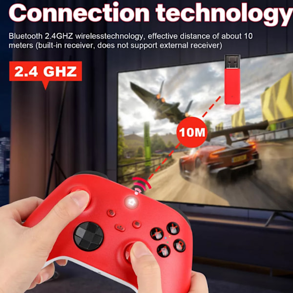 Langaton ohjain Xbox One & Xbox Series X|S PC Windows -laitteille - Kuulokeliitännällä Red