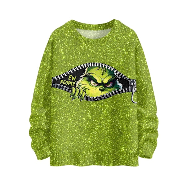 Dame 3D Stygg Julegenser Morsom Nyhet Strikket Genser Vinter Varm Langermet Rund Hals Xmas Pullover Topper #5 4XL
