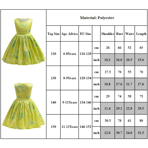 Inside Out 2 Kostymer för Barn Kostym Ärmlös Klänningar Prinsessa Rollspel Halloween Kostymer Klänning för Flickor Julgåvor 130cm
