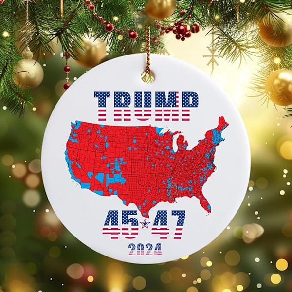 2024 USA-staters minnesmärkesprydnader, 2024 julpynt, USA-karta stil julgransdekoration H